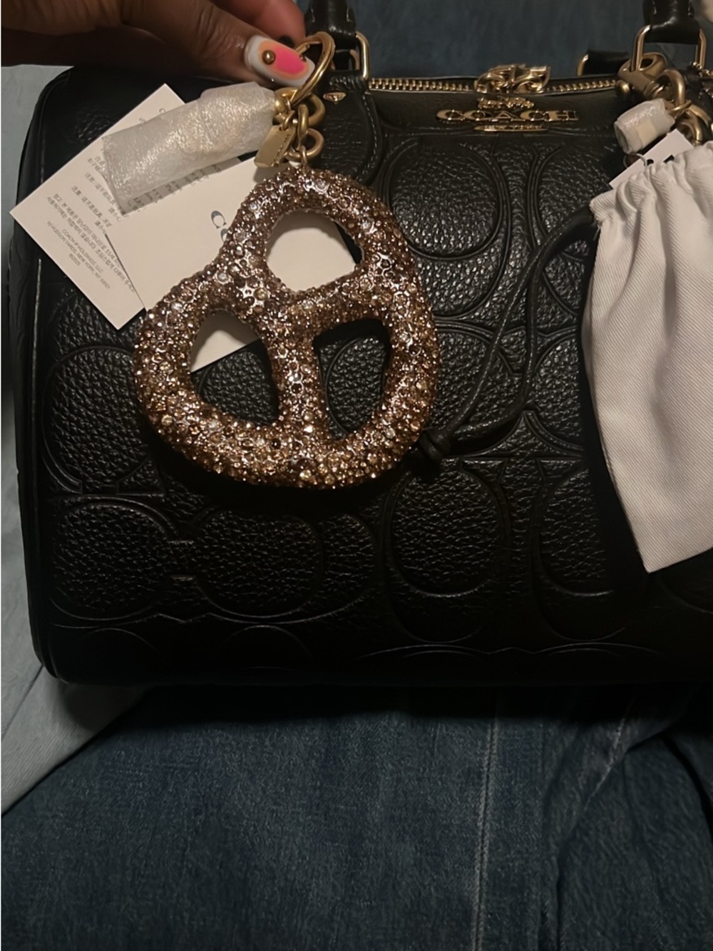 Coach Outlet Crystal Pretzel Bag Charm